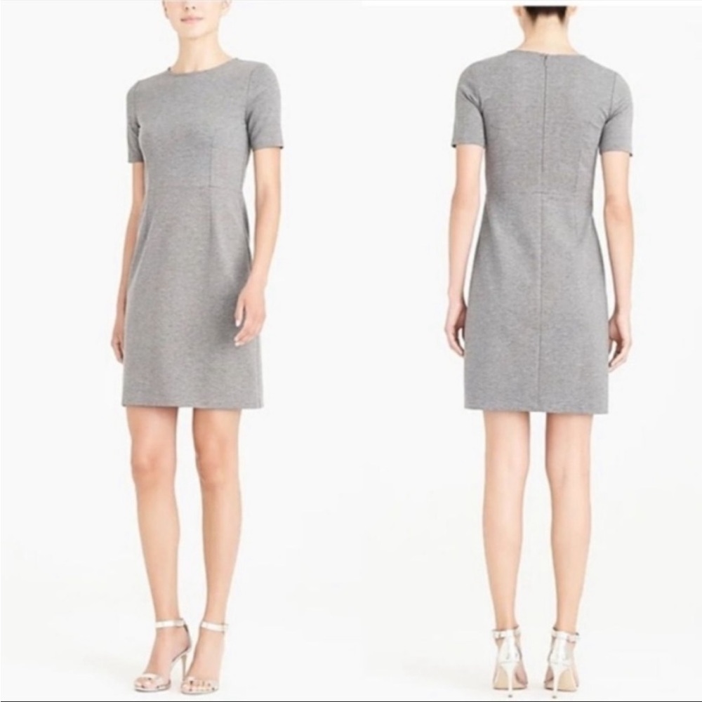 J Crew Mercantile Ponte Gray Pencil Mini Dress Size 0 Neutral Solid Workwear